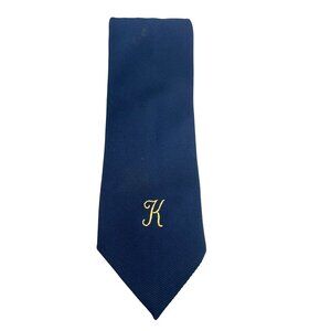 Vintage Navy Blue Monogram Tie With Gold Letter K  The Monogram Tie  100% Import